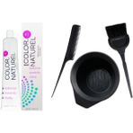 Color Naturel Kalıcı Saç Boyası 100 ml Mavi + Saç Boyama Seti