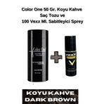 Color One 50 Gr. Koyu Kahve Hair Fiber Saç Tozu,topik + Vexx 100 Ml. Sabitleyici Sprey Set