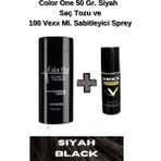 Color One 50 Gr. Siyah Hair Fiber Saç Tozu,topik + Vexx 100 Ml. Sabitleyici Sprey Set