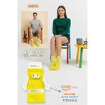 Color Socks Sarı El Ele Tutuşan Gözlü Mıknatıslı Soket Çorap - Standart - Açık Küllü Sarı