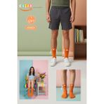 Color Socks Turuncu El Ele Tutuşan Gözlü Mıknatıslı Soket Çorap Seti Düz Desenli Unisex - Standart - Turucu