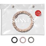 Colorado Home Co Ch. SKINNIES-1 Küçük İpek Saç Bandı, İpek Saç Bağları, İnce Saçlar için Saç Aksesuarları, Kadınlar için Saç Aksesuarları, Şık Şeffaf Makyaj Çantası ile - Noel için Kadın Hediyeleri - (Çıplak Şampanya)