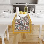 Colorful Flowers Runner-TR100, 140x45cm (İnce Keten, Uluslararası Yıkama Ve Solmama Sertifikası)