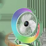 Colorful LED Işıklı Şarjlı Masa Üstü Fan ,vantilatör - Yeşil