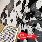 Colorfull World 3 Boyutlu Ahşap Dünya Haritası, Ahşap Duvar Dekoru, Duvar Tablo, Gerçek Dünya Haritası,dünya Haritası - Gri - Siyah - 200 x 120 cm