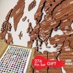 Colorfull Worlds Çok Katmanlı 3D Ahşap Dünya Haritası - Ingilizce - Açık Kahverengi - 100 x 50 cm