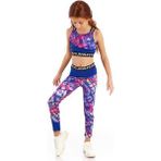 Colorinas Stay Active Kız Çocuk Spor Tayt Uzun Slim Fit Desenli Renkli Tasarım - 11 Yaş - Mavi