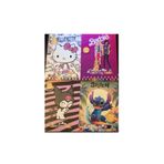 Coloring Book 4'lü Boyama Barbie Kuromi Hello Kity Stitch Stickerlı Maskeli Boyama Kitapları