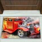 Colorix Carpet Araba Desenli Dekoratif Kapı Önü Paspası No: 1257 Kırmızı (Yazısız) 45 x 70