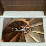 Colorix Carpet Merdiven Desenli Dekoratif Kapı Önü Paspası No: 1469 Kahverengi (Welcome) 45 x 70