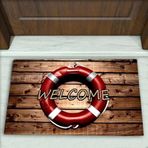 Colorix Carpet Parke Can Simit Desenli Dekoratif Kapı Önü Paspası No: 1377 Kahverengi (Welcome) 45 x 70