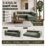 Colormix 3 Kişilik Kanepe Yatak Katlanır Tasarım Fitilli Kadife Kumaş Tam Sünger Konfor Yıkanabilir Kılıf Köşe Koltuk 300X20 - Yeşil