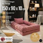 Colormix Çocuk Yer Yatağı 150X90 cm Yıkanabilir Kılıf Fermuarlı Minder Yatak - Pudra