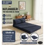 Colormix Katlanabilir Yer Koltuğu Yatak 120X80 cm Yıkanabilir Kılıf Tam Sünger Minder Tek Kişilik Katlanır Koltuk - Antrasit - 120 x 80 cm