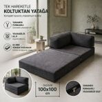 Colormix Katlanır Koltuk Yatak 100X100 cm Tek Kişilik Yer Yatağı Yıkanabilir Kılıf 22 Dns Sünger Fermuarlı Minder Koltuk - Antrasit - 100 x 100 cm