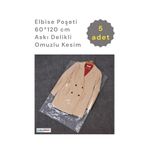 COLORPAK Elbise Poşeti (60X120 CM) Askı Delikli Omuzlu Kesim (5 ADET) Şeffaf Kıyafet Koruma Hurç Kılıf Naylon