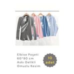 COLORPAK Elbise Poşeti (60X90 CM) Askı Delikli Omuzlu Kesim (10 ADET) Şeffaf Kıyafet Koruma Hurç Kılıf Naylon