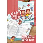 colortouch Bilim ve ÇocuklarA4 Karne Kabı Kılıfı 10 Adet Büyük Ebat 30x40 Cm Ilkokul Karne Kılıfı Karne Süsleme