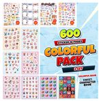colortouch Colorful Sticker Set - 600 Adet Çocuk Sticker - Çocuklar, Kızlar, ve Gençler için Çıkartma Kitabı - Laptop, Günlük, Çocuk Odası, Duvar ve Dolap için Tatlı Etiket