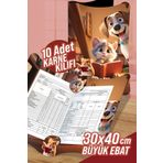 colortouch Kedi-Köpek -Fare A4 Karne Kabı Kılıfı 10 Adet Büyük Ebat 30x40 Cm Ilkokul Karne Kılıfı Karne Süsleme