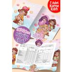 colortouch Kız Temalı A4 Karne Kabı Kılıfı, 1 Adet Büyük Ebat 30x40 cm İlkokul Karne Kılıfı Karne Süsleme