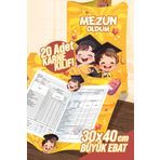 colortouch Mezun Çocuklar 3 A4 Karne Kabı Kılıfı 20 Adet Büyük Ebat 30x40 Cm Ilkokul Karne Kılıfı Karne Süsleme