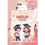 colortouch Mezun çocuklar A4 Anaokulu Ana Sınıfı Gelişim Raporu Karne Kılıfı ( Kabı ) 10 Adet Karne Süsleme