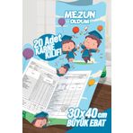 colortouch Mezun Çocuklar2 A4 Karne Kabı Kılıfı 20 Adet Büyük Ebat 30x40 Cm Ilkokul Karne Kılıfı Karne Süsleme