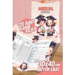 colortouch Mezun Oldum A4 Karne Kabı Kılıfı 20 Adet Büyük Ebat 30x40 Cm Ilkokul Karne Kılıfı Karne Süsleme