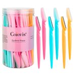 Colovis 66 adet kaş tıraş bıçağı ve yüz tıraş makinesi, kadın ve erkekler için, kaş kılı kesme makinesi ve tıraş makinesi, koruyucu kapaklı, güvenli ve acemi dostu