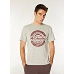 Columbia Açık Gri CSC Button Badge Erkek Kısa Kollu T-Shirt 9120871044_CS0387