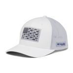 Columbia Üniseks PFG Balık Bayrağı Örgü Top Şapka - Düşük, Beyaz/Soğuk Gri/Bas Bayrağı, Small/Medium