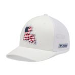 Columbia Üniseks PFG Stateside File Top Şapka - Yüksek, Beyaz/Louisiana Yama, Large/X-Large