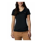 Columbia ZERO RULES SHORT SLEEVE SHIRT V Yaka Çizgili Siyah Kadın T-Shirt
