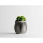 Columna Dekoratif Saksı - Bej Çizgili Modern Bitki Saksısı - 20 cm - 200x200x200mm