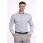 Colvis Man Erkek Gri Slim Fit Pamuk Saten Gömlek Modern Dar Kesim Şık Hediye Kutulu - 3XL