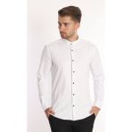 COLVİ'S MAN Erkek Slim Fit Uzun Kol Hakim Yaka Modelli Pamuklu Saten Likra Erkek Gömlek - Beyaz