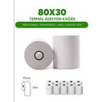 Coly Ambalaj 80X30 100 RULO Adisyon Kağıdı Termal Pos Kağıdı 10'lu Paket - 10 PAKET 100 RULO