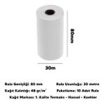Coly Ambalaj 80X30 Adisyon Kağıdı Termal Pos Kağıdı 10'lu Paket - 1 PAKET 10 RULO