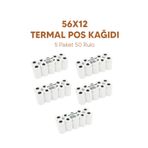 COLYAMBALAJ 56x12 Termal Pos Kağıdı Rulosu Yazarkasa Pos Kağıdı 5 Paket 50 Rulo