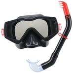 COM-FOUR® 14 yasindan büyük gençler ve yetiskinler için snorkel seti - snorkel ve dalis gözlügü - renkli camli yüzücü gözlügü (yetiskin - siyah)