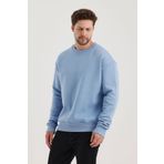 COMBİNE MİCHAİL Açık Mavi Bisiklet Yaka Oversize Şardonlu Basic Erkek Sweatshirt