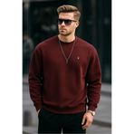 COMBİNE MİCHAİL Bordo Renk Basic Bisiklet Yaka Relaxed Regular Erkek Sweatshirt