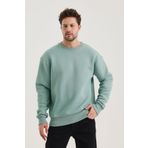 COMBİNE MİCHAİL Çağla Pamuklu Bisiklet Yaka Oversize Şardonlu Basic Erkek Sweatshirt
