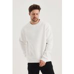 COMBİNE MİCHAİL Ekru Bisiklet Yaka Oversize Şardonlu Basic Erkek Sweatshirt