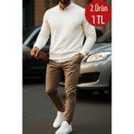 COMBİNE MİCHAİL Erkek Basic Bisiklet Yaka Beyaz Sweatshirt