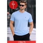 COMBİNE MİCHAİL Erkek Bisiklet Yaka Slim Basic B.Mavi Tişört