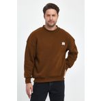 COMBİNE MİCHAİL Erkek Boğazlı Nakışlı Oversize Sweatshirt KAHVE