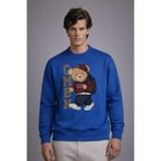 COMBİNE MİCHAİL Erkek CMBN Ayıcık Baskılı Mavi Sweatshirt