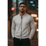 COMBİNE MİCHAİL Erkek Fermuarlı Basic Gri Kolej Ceket